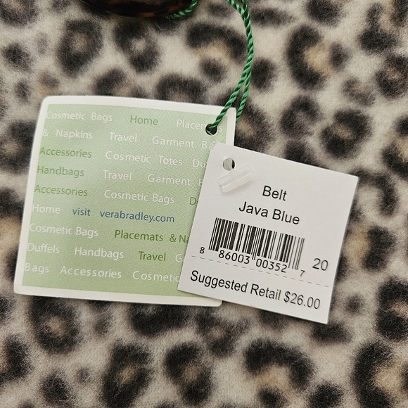 Vera Bradley Adjustable Cloth Belt in "Java Blue" Print, NWT, (1.5" W, ~44" L) - Picture 2 of 5